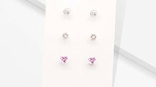 Load image into Gallery viewer, Heart Round Stud Earrings-3 pairs
